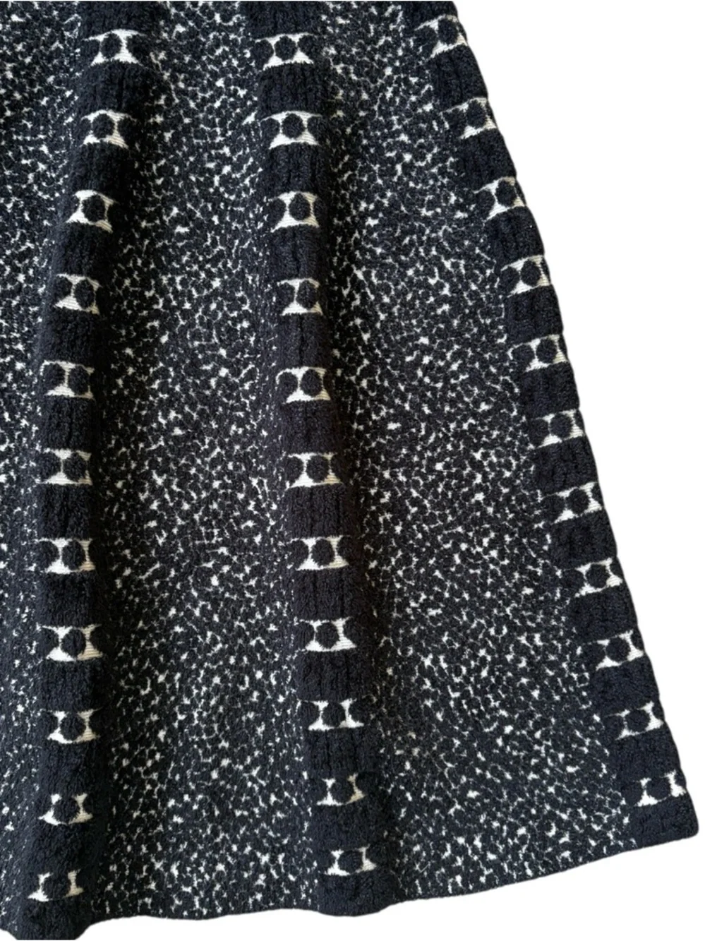 EUC Anthropologie MOTH Jacquard Knit Granite Skater Skirt Black Cream Medium